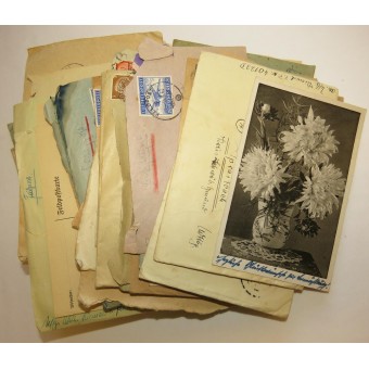 65 Feldpostbriefe an die Familie von Georg Kiemel, die von seinen Söhnen von der Front geschickt wurden. Espenlaub militaria